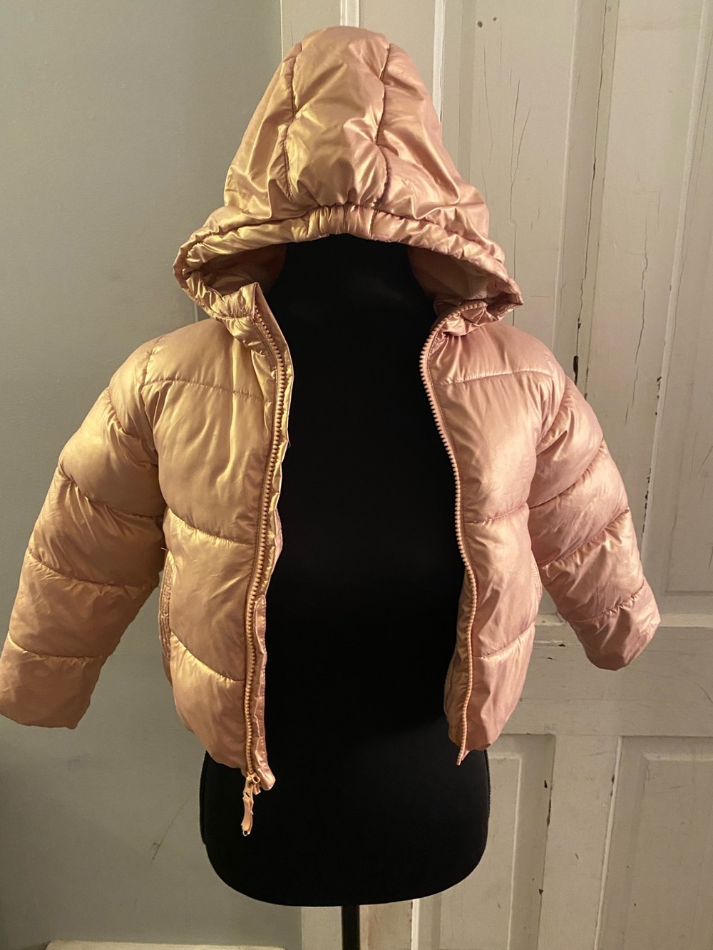 Swiss Tech Girls' Hooded Puffer Jacket - Rose Gold Shine